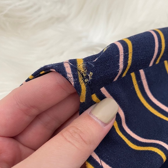 Halogen Navy Blue Yellow Striped Short Sleeve Slim Leg Jumpsuit Nordstrom - Picture 9 of 9